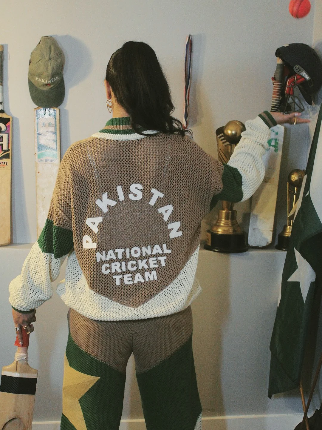 Crochet Knitted Pakistan Team Warm-Up Jacket - Image 13