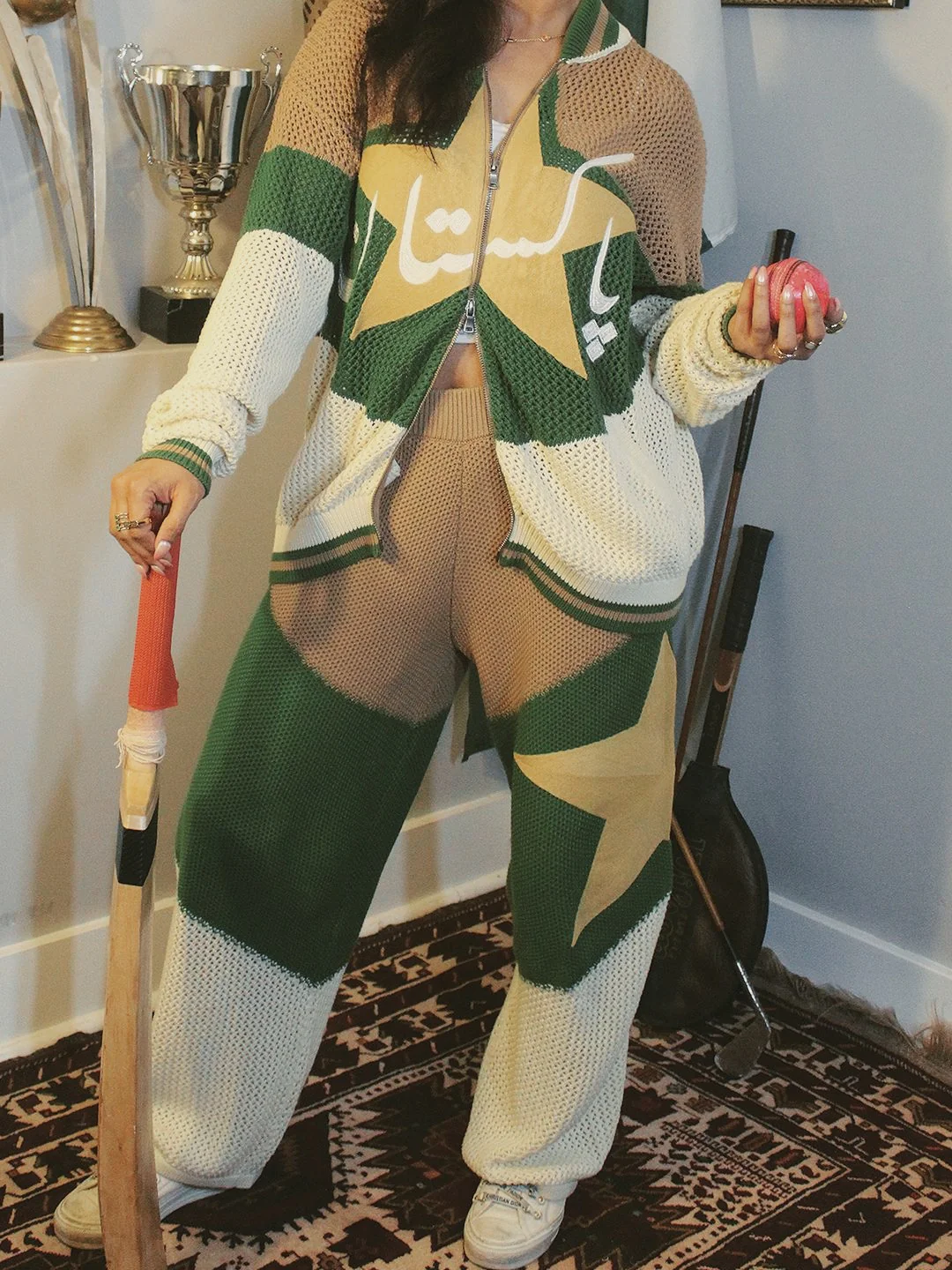 Crochet Knitted Pakistan Team Warm-Up Pants: Restock Pre-Order - Image 4